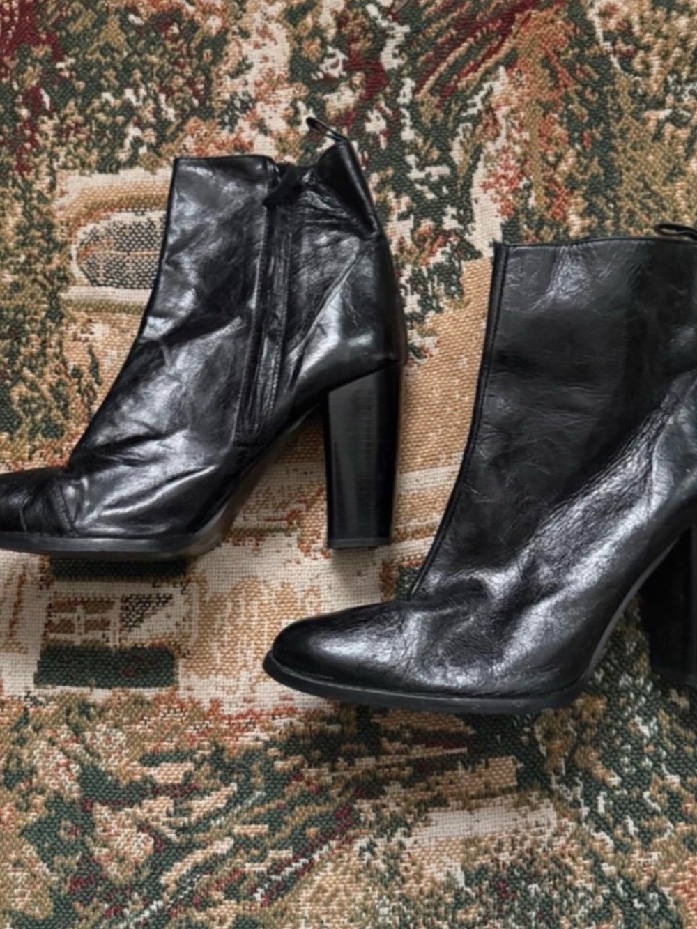 Zara Black Leather Ankle Boots